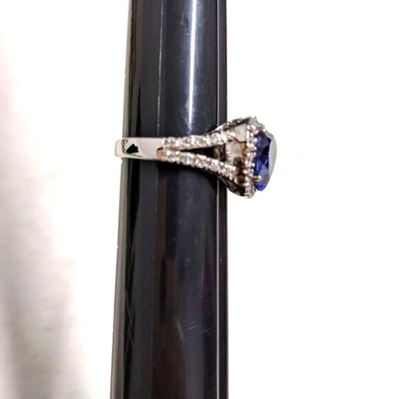 NWOT Heart Shaped Simulated Sapphire & Cubic Zirconia, Sterling Silver Ring - Picture 12 of 14